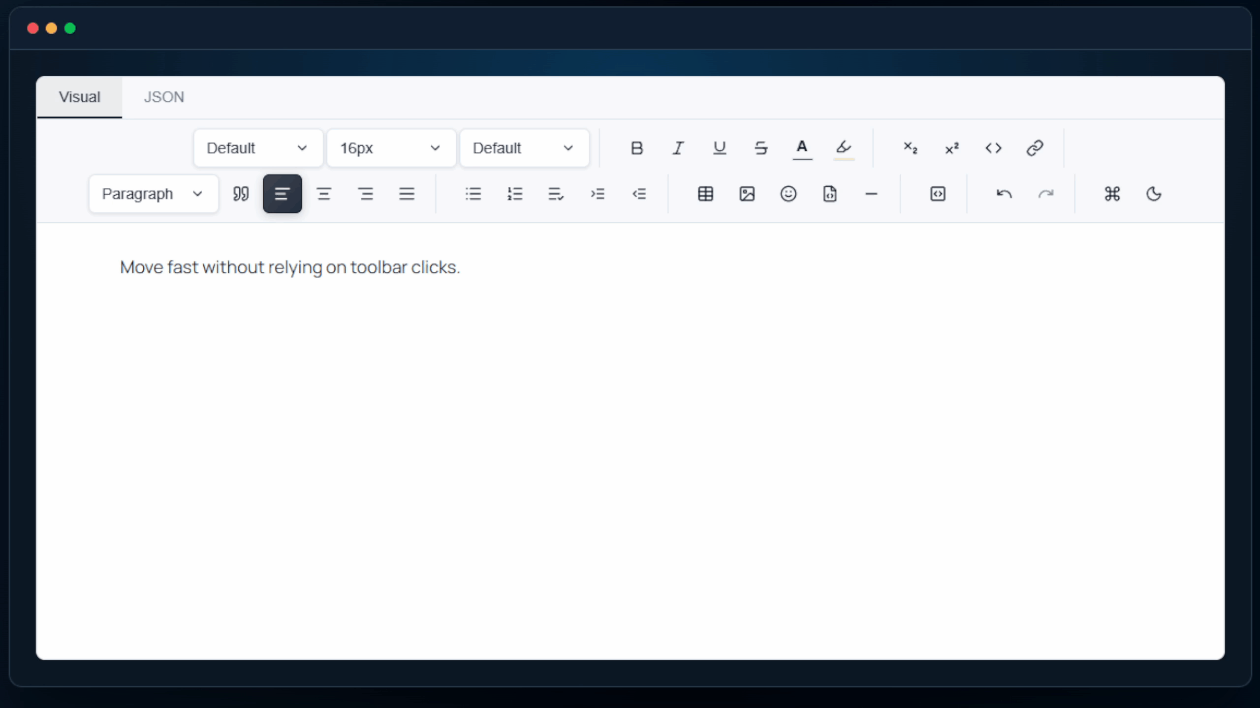 Undo, redo, and shortcuts preview