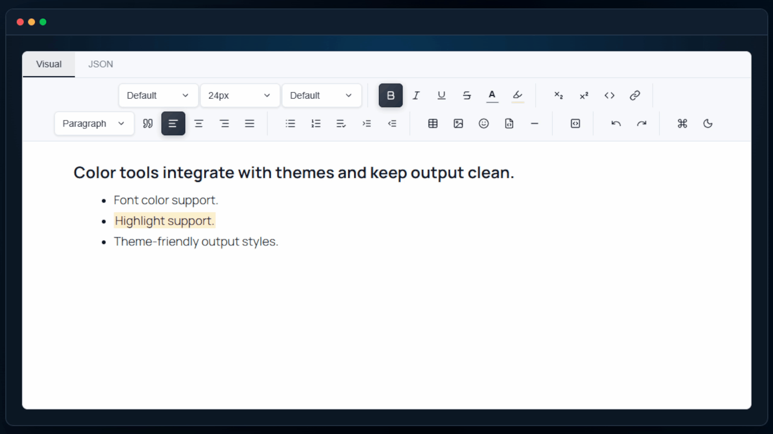 Color and highlight preview